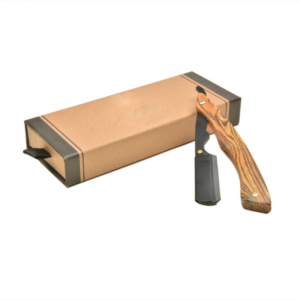 #2692 wooden handle Stainless steel barber folding Shaving knif blade Holder