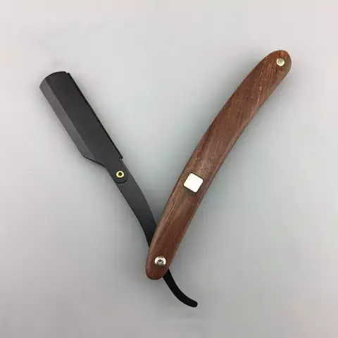 #2695 Barbers wooden handle Shaving Razor folding Shaving knif Stainless steel balde holder