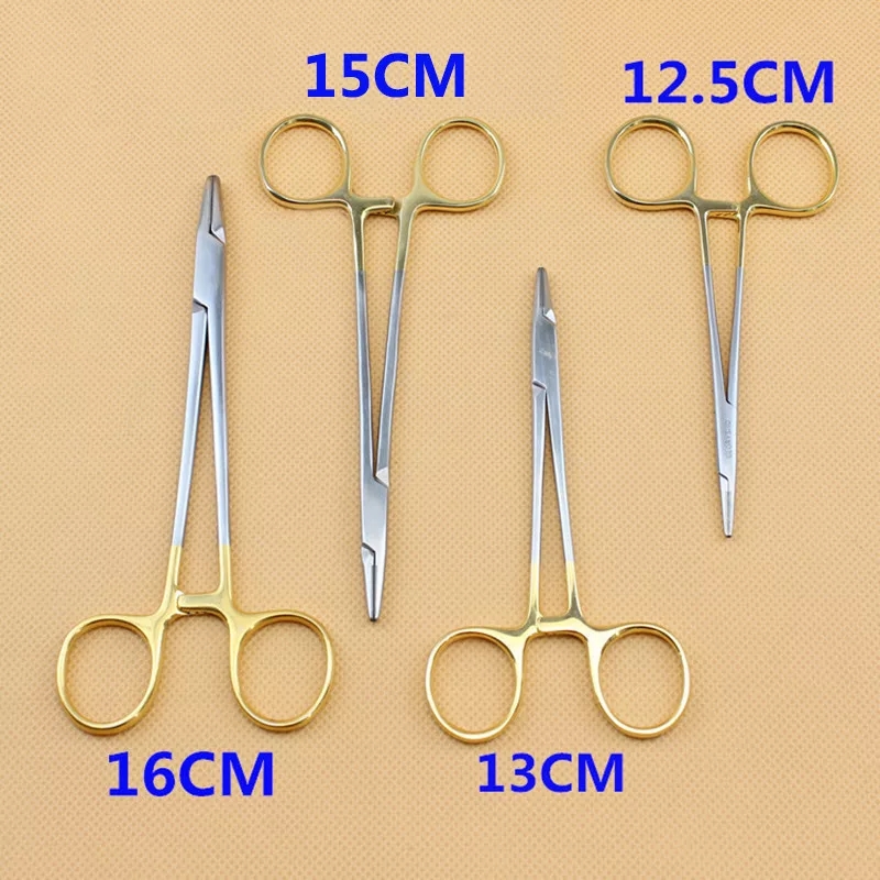 #25685 Dental Needle Holder Pliers TC Head German Reusable Stainless Steel Gold Plated Handle Orthodontic Forceps Surgical Instrument