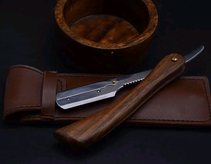 #2669 Barber wooden handle Shaving Razor folding knif blade holder