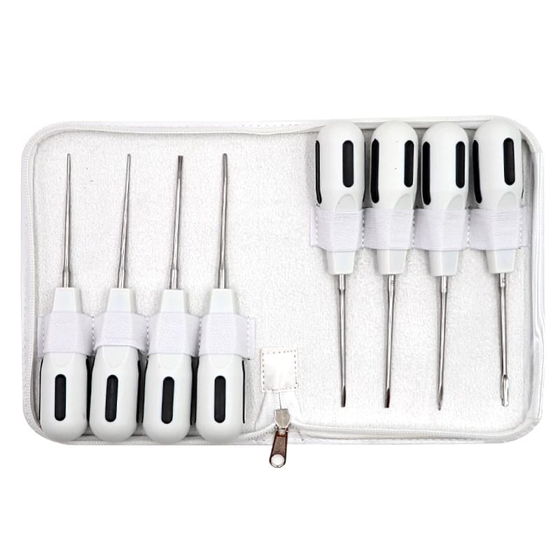 #3062 8pcs Dental Extracting Apical Root Elevator Stainless Steel Surgical Luxating Lift Elevator Plastic Handle Dental Instruments