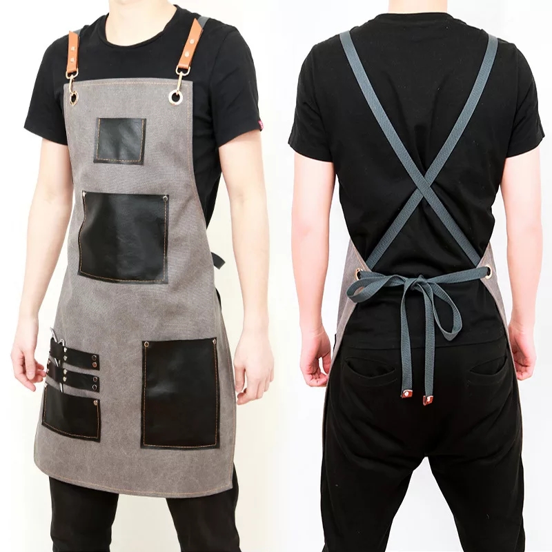#3580 Factory Custom Leather Canvas Apron Male and Female Barber Hair Salon Hairdressing Haircutting Apron
