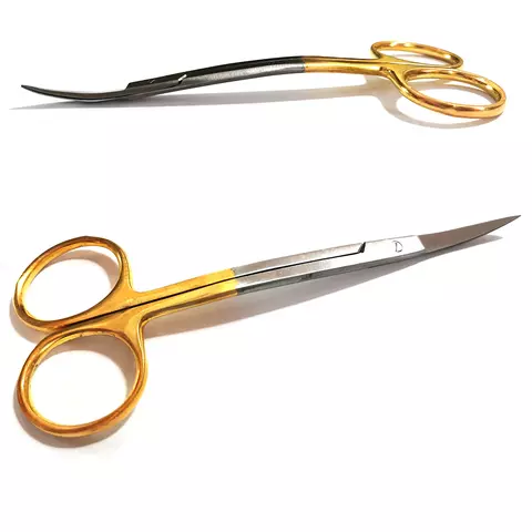 #3709 Iris Scissor Doubel Curved Golden Handle  re-useable Surgical Scissor