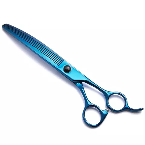 #3724 Professional Pets Grooming Shear Thinning Curved Blue titanium coated
