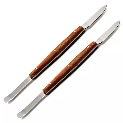 #3758 Lessman wax knif Stainless Steel Wooden Handle Dental wax knives Plaster mixing Spatula