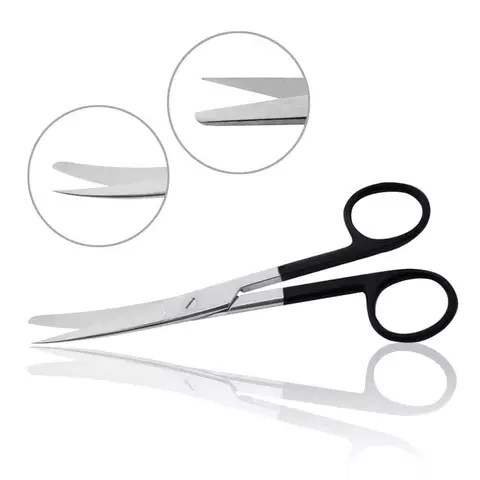 #3771 Stainles Steel Black Handle Straight/Curved Sharp² Blunt Sharp Nursing Scissor