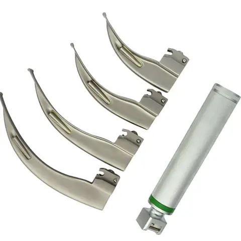 #3732 Laryngoscop LED Set High Quality Stainles Steel Fiber optic with 4 Blades